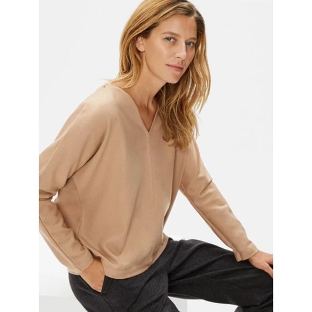 Eileen Fisher Limited Edition Soft Wool Flannel Top Honey Size XL